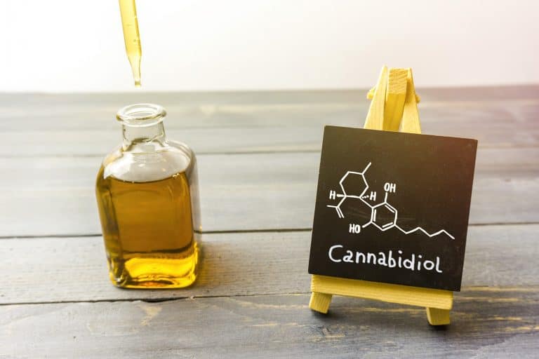 CBD oil and chemical structure of cannabidiol